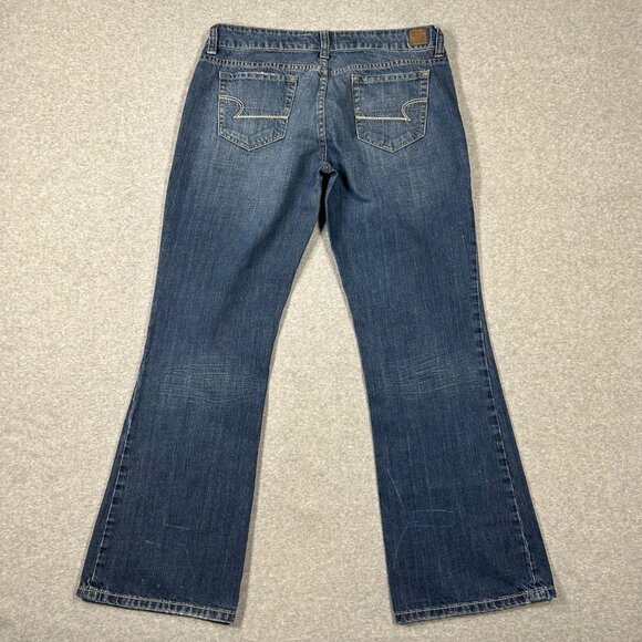 American Eagle Favorite Boyfriend Jeans Size 12 Regular Dark Wash Denim Blue - Picture 10 of 11